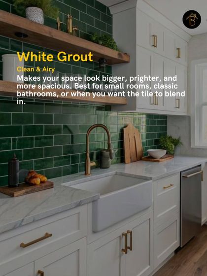 White grout is a classic choice that makes a space feel clean, airy, and bright. It works beautifully with these dark green subway tiles, allowing the color of the tile to be the star of the show.