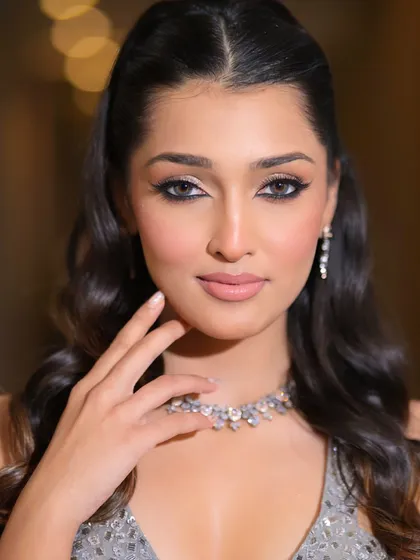 Sangeet and cocktail nights are for making a statement. I love creating sharp, glamorous looks like this, with a bold winged eyeliner and luminous skin that catches the light as you dance the night away.