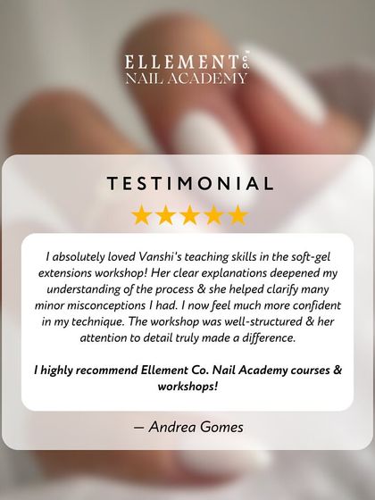 Makeup artist Andrea Gomes shares her feedback on our soft-gel extensions workshop. She loved the clear explanations and attention to detail that helped her feel more confident in her technique.