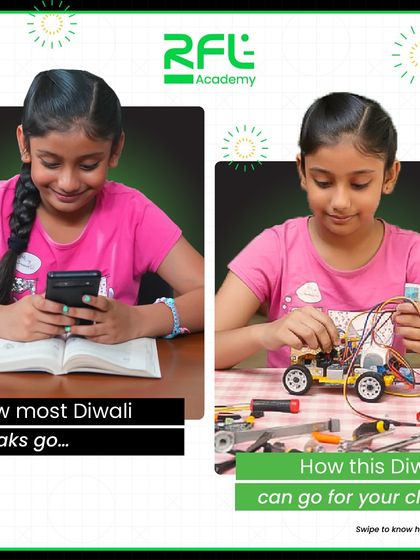 How will your child spend their Diwali break? This image contrasts passive screen time with the active, hands-on learning experience of building a robot at our camp.