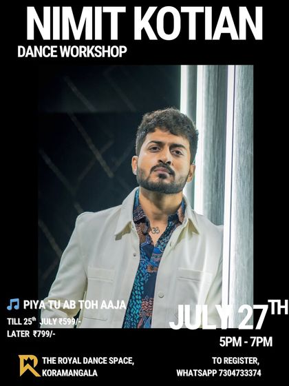 We even do retro. A poster for Nimit Kotian's Bollywood Retro workshop on the classic "Piya Tu Ab Toh Aaja".