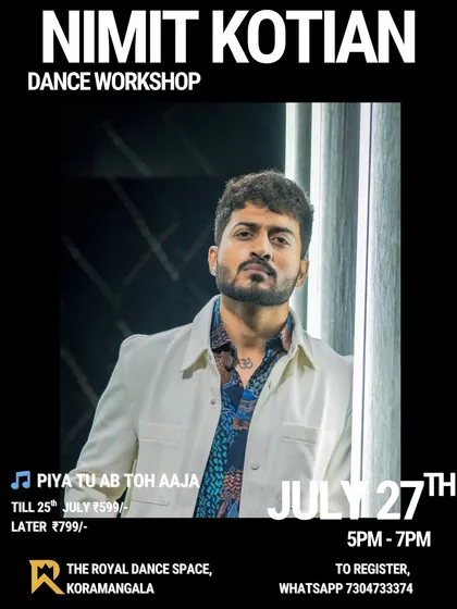We even do retro. A poster for Nimit Kotian's Bollywood Retro workshop on the classic "Piya Tu Ab Toh Aaja".