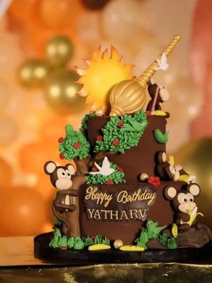 A unique and heartfelt Bala Hanuman themed birthday cake for Yatharv Yash's 4th birthday. The intricate design reflects the child's love for the character, showcasing our ability to create deeply personal and custom themes.