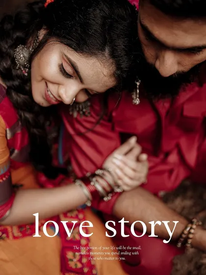 A close, artistic shot that focuses on the tender connection between a couple. Titled 'love story', this style of photography is about capturing the small, meaningful moments you'll cherish forever.