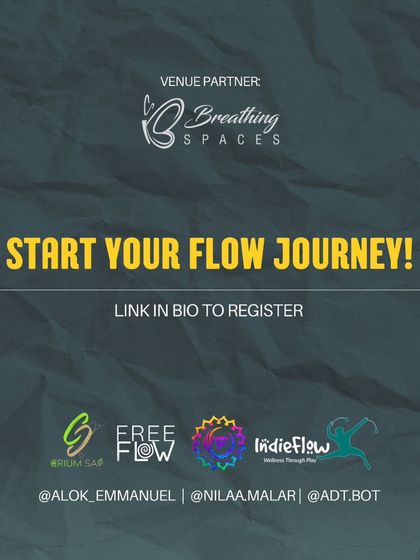 An invitation to start your flow journey with us, with a link to register for our beginner-friendly workshops.
