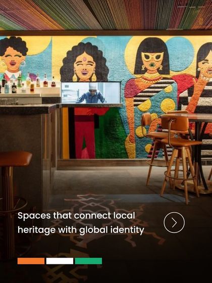 This graphic from our Independence Day campaign highlights our focus on creating spaces that connect local heritage with a global identity. The image features the vibrant, culturally-rich interior of the Khi Khi bar.