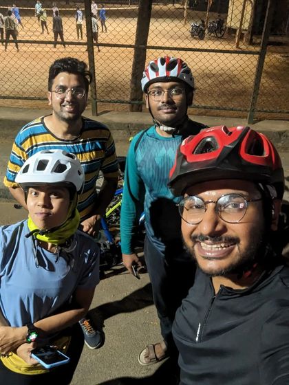 A group shot from our impromptu ride to discover the history of the original Whitefield. We started as strangers and ended the night sharing stories and making plans for the next adventure.