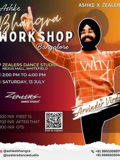 The official poster for our Ashke Bhangra workshop collaboration. We partner with expert guest instructors to bring authentic experiences to our students.