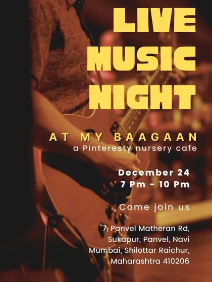 An announcement for one of our popular live music nights. We regularly host these events, turning our Pinterest-y nursery cafe into a hub for music lovers in Panvel.