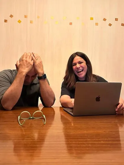 The reality of a client meeting. First comes the happiness and excitement of the design, and then comes the discussion about costs! It's all part of the fun and collaborative process.