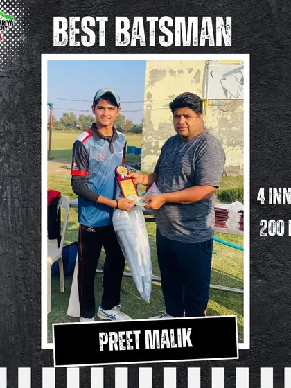 Preet Malik awarded Best Batsman of the series for scoring 200 runs in 4 innings.