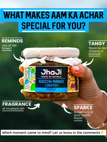 What makes aam ka achar special for you? Is it the tangy flavour with dal-chawal, the fragrance of mustard oil, or a memory from your hostel days? For us, it's a time machine in a jar.
