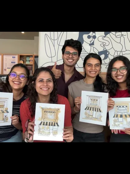 Look at these happy faces! This is what it's all about. A group of amazing people, most of whom had never sketched before, proudly showing off the beautiful art they created in just one afternoon.