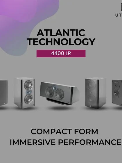 Exceptional home entertainment requires superior sound. We use premium hardware like the Atlantic Technology 4400 LR speakers, known for their compact form and immersive performance, to build a cinema-quality audio experience right in your living room.