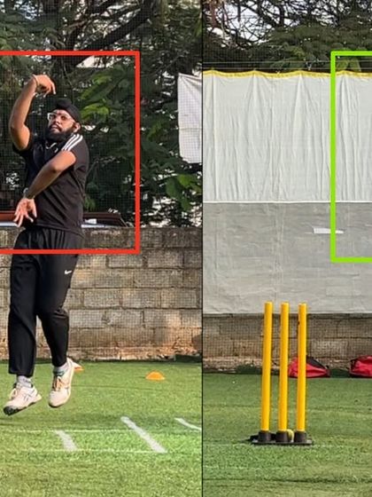 A great example of improving a leg spinner's load-up. The 'after' image shows a much higher and more powerful jump, which translates into more energy and revolutions on the ball.