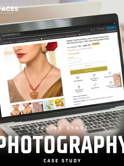 An example of our jewellery photography on an e-commerce product page. This shows potential clients how our clean, detailed shots help customers make purchase decisions.