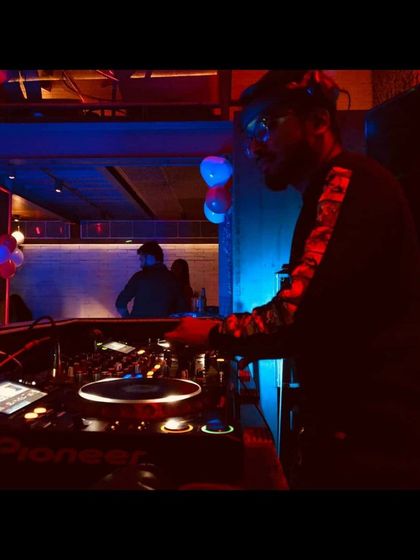 A glimpse of the Valentine's Eve party at Loft38 Lounge. The red and blue lighting set a perfect mood for a night of romantic and upbeat tracks.