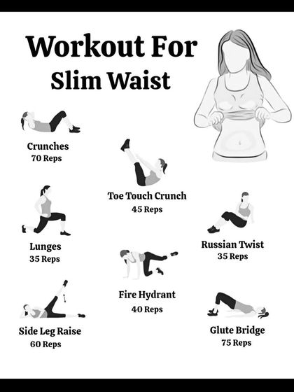 A workout for a slim waist combining yoga and fitness moves like lunges, Russian twists, and glute bridges to strengthen the entire core.