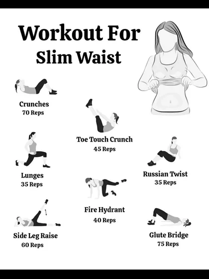 A workout for a slim waist combining yoga and fitness moves like lunges, Russian twists, and glute bridges to strengthen the entire core.