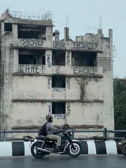 This is what they call 'bombing'. Taking over a whole abandoned building in Mumbai with my signature 'ZERO' tags. This is the raw, unfiltered side of graffiti, about making a statement and claiming a space.