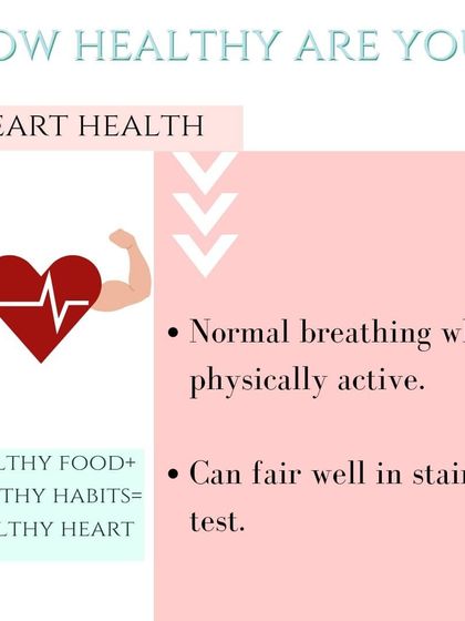How is your heart health? Being able to stay physically active without abnormal breathing is a key indicator. Healthy food plus healthy habits equals a healthy heart.