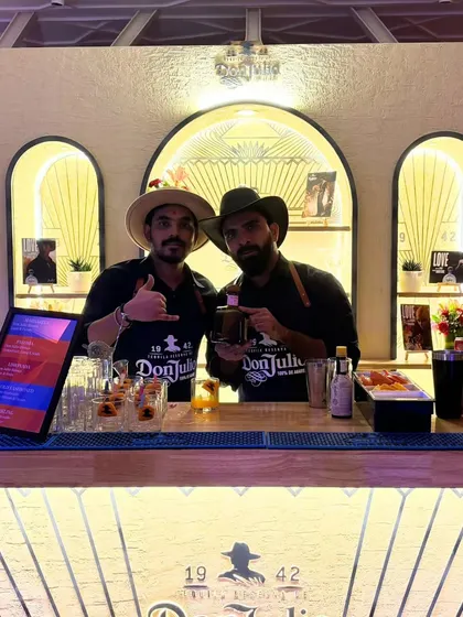 Our bartenders fully embraced the Don Julio theme, complete with branded aprons and hats. Here, they are ready to serve signature tequila cocktails, adding to the authentic and engaging atmosphere of the brand event.