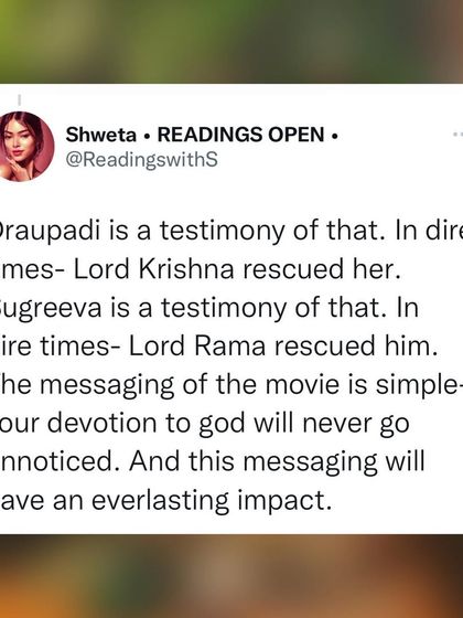 A screenshot of my tweet on the power of devotion. Just as Lord Krishna rescued Draupadi, your devotion to the divine will never go unnoticed. This is an everlasting truth.