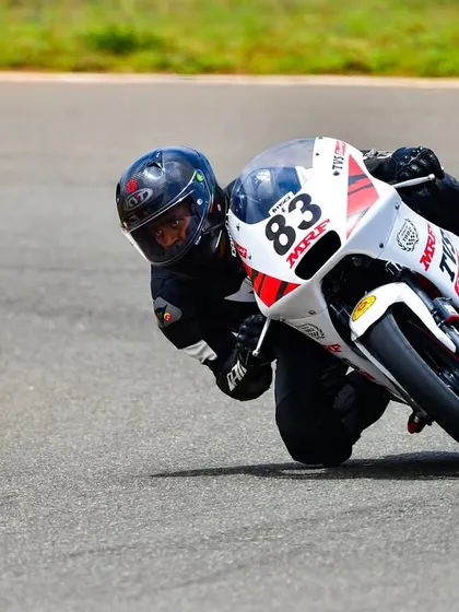 Siddesh demonstrating excellent form while cornering, even after facing multiple crashes during the race weekend. His determination to push forward is what we're all about.