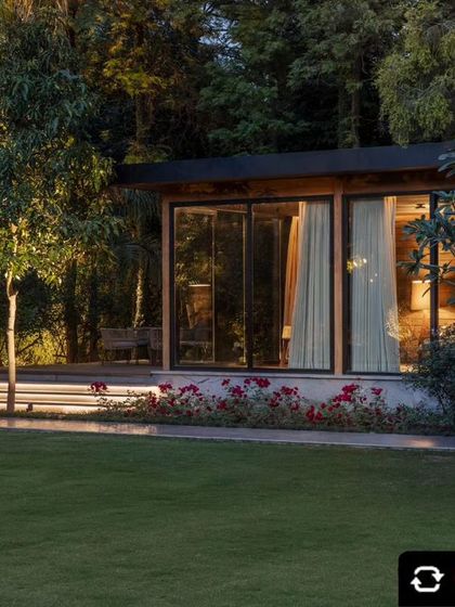 A shot of the outdoor gym pavilion from the Elle Decor India feature on our Vasant Kunj farmhouse project. The article praised the project as a pioneering example of sustainable residential architecture.