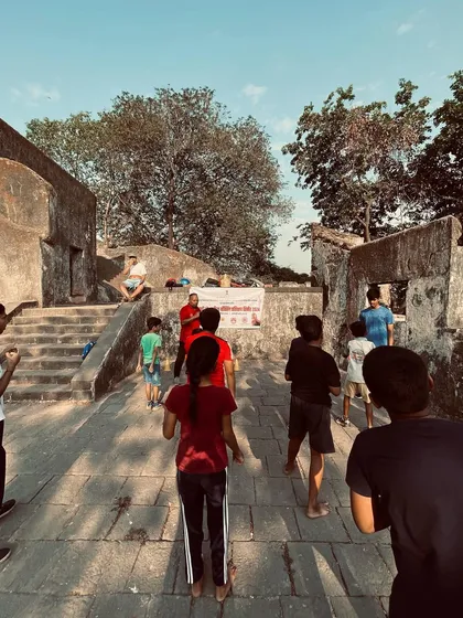 A wide view of our outdoor training session, where students practice their stances and movements. These camps are an opportunity for us to share our knowledge and passion for martial arts with the wider community.