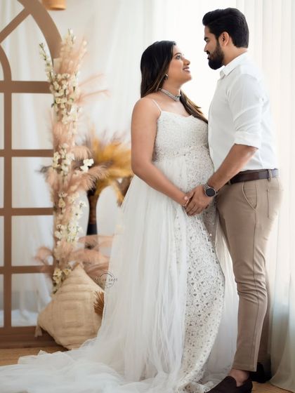 A beautiful moment of connection between a couple, framed by natural light and our rustic-chic studio props.