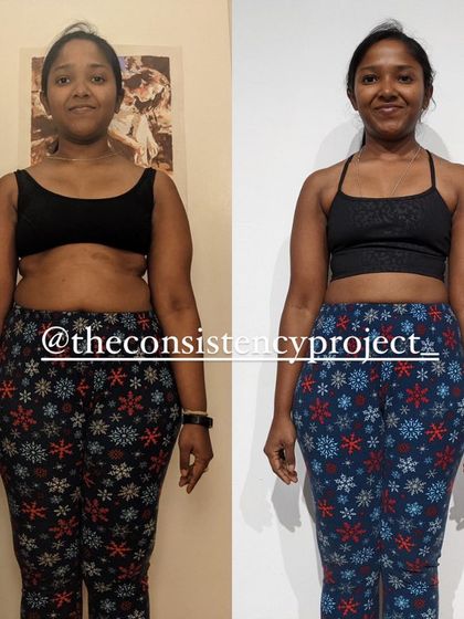 Client spotlight on Aatreyi, who is 10 kgs down since we started. She began with home workouts and has now transitioned to lifting heavy in the gym, showing amazing strength gains.
