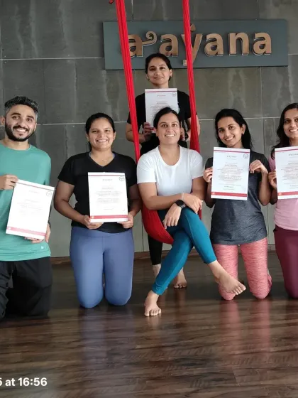 This is the result of hard work, laughter, and learning to trust. A huge congratulations to our newly certified Aerial Yoga teachers. This picture captures the joy and sense of accomplishment that comes with completing a course with us.