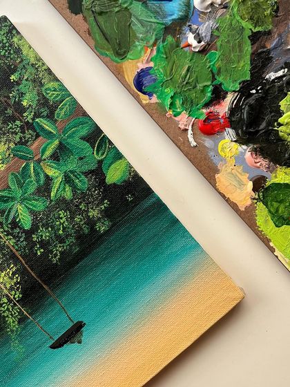 Another close up of the Maui painting and my palette.