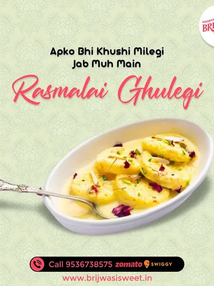 You will find happiness when this Rasmalai melts in your mouth. My version is extra creamy and garnished with rose petals and saffron for a luxurious finish.