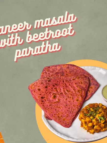 My Paneer Masala with Beetroot Paratha is a new and exciting addition to the menu. It's a healthy and vibrant dish perfect for any meal.