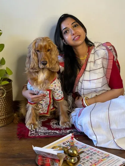 A mother-son portrait on Poila Boishakh. Me and my 'raja beta' Posto.