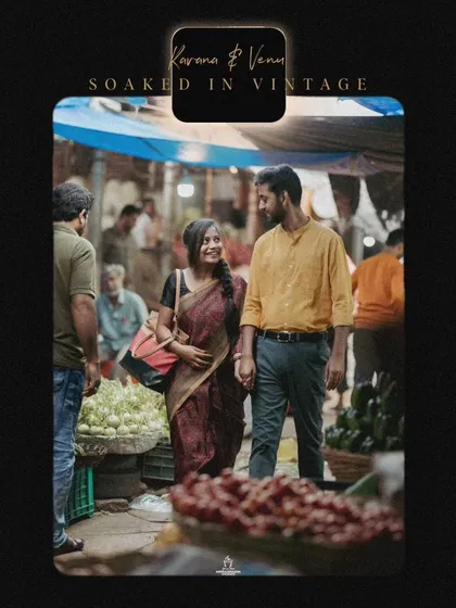 A duplicate of ID 43, this image highlights the vintage aesthetic of a couple's market pre-wedding shoot.