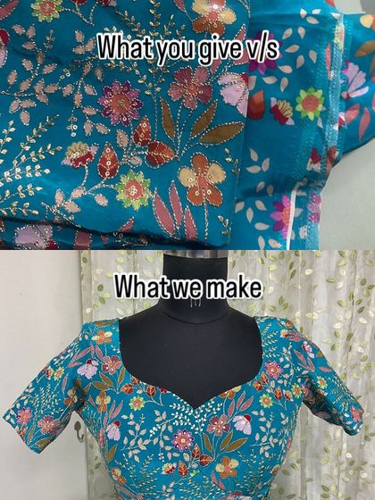 From a piece of floral fabric to a beautifully stitched blouse with a sweetheart neckline. I ensure the pattern of the fabric is placed perfectly.