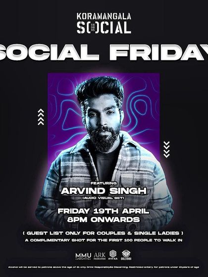 The official poster for a Social Friday in April, featuring my audio-visual set.