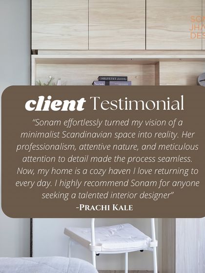 Our client for this project, Prachi Kale, shared her experience. She was looking for a minimalist Scandinavian space, and we were thrilled to turn her vision into a cozy haven she loves returning to.