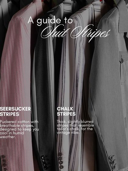 A guide to understanding different suit stripes. This image explains the nuances of seersucker and chalk stripes, helping you make an informed choice for your next bespoke piece.