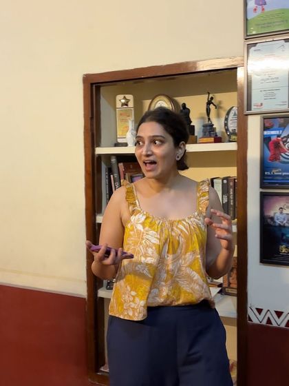 An expressive moment captured during a character improvisation exercise in our workshop.