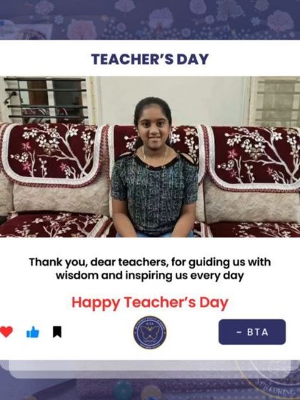 A smiling student expresses her gratitude on Teacher's Day. The supportive relationship between students and teachers is at the heart of our academy.