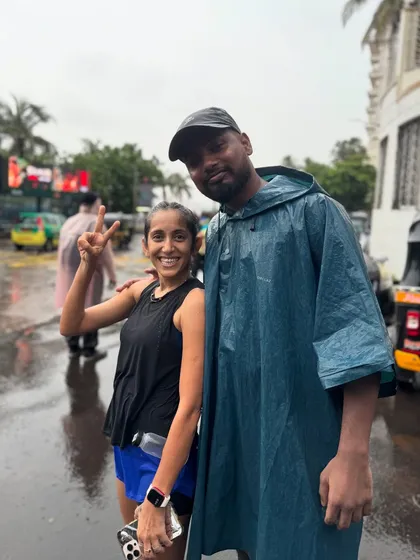 Rain or shine, the run must go on. A couple of our members posing for a quick picture during a rainy Sunday run.