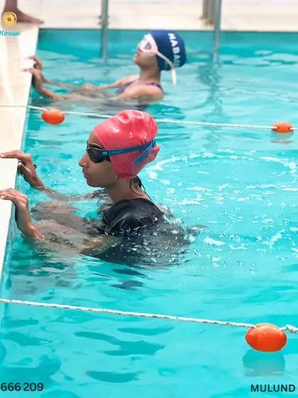 Swim like nobody's watching. Competitors wait for their turn at the starting block during the gala.