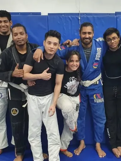 The team after a seminar focused on advanced grappling concepts. Everyone is here to learn, share, and elevate their understanding of Brazilian Jiu-Jitsu.