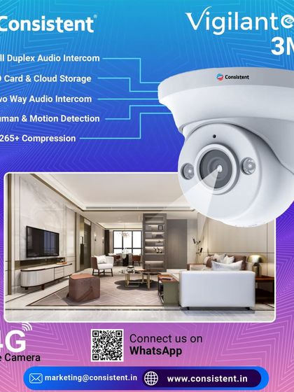We offer this 3MP 4G CCTV Color Dome Camera for discreet surveillance in areas without wired internet. It features full duplex audio, human and motion detection, and can be monitored on our mobile app, providing security anywhere you have cellular coverage.
