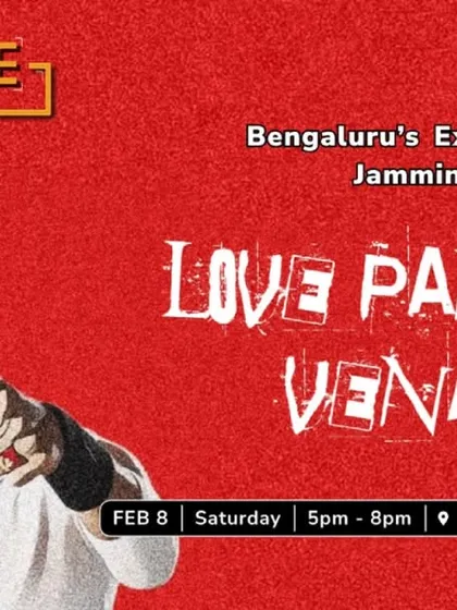 The poster for "Love Panalama? Venama?", a Valentine's edition Tamil jamming event by Dopamine, celebrating love through music.