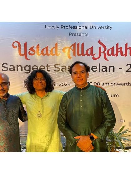 Another photo with my accompanists at the Ustad Alla Rakha Sangeet Sammelan, an event honoring the great tabla legend.